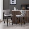 A&A Furniture,Counter Height 25" Modern Leathaire Fabric bar chairs,180¬∞ Swivel Bar Stool Chair for Kitchen,Tufted Gold Nailhead Trim Bar Stools with