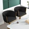 Bar Stools Set of 2,Gold Velvet Bar Stools,Counter Height Bar Stools with Low Back,Swivel Bar Stools for Kitchen Island, Bar Pub Black