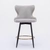 A&A Furniture,Counter Height 25" Modern Leathaire Fabric bar chairs,180¬∞ Swivel Bar Stool Chair for Kitchen,Tufted Gold Nailhead Trim Bar Stools with