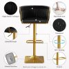 Bar Stools Set of 2,Gold Velvet Bar Stools,Counter Height Bar Stools with Low Back,Swivel Bar Stools for Kitchen Island, Bar Pub Black