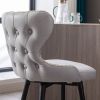 A&A Furniture,Counter Height 25" Modern Leathaire Fabric bar chairs,180¬∞ Swivel Bar Stool Chair for Kitchen,Tufted Gold Nailhead Trim Bar Stools with