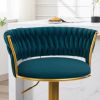 Bar Stools Set of 2, Height Adjustable ,Fabric Around Woven Basket Network Design,Velvet Modern Bar Chairs for Home and Kitchen Counter