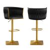 Bar Stools Set of 2,Gold Velvet Bar Stools,Counter Height Bar Stools with Low Back,Swivel Bar Stools for Kitchen Island, Bar Pub Black