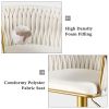 Bar Stools Set of 2,Gold Velvet Bar Stools,Counter Height Bar Stools with Low Back,Swivel Bar Stools for Kitchen Island, Bar Pub Beige