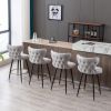 A&A Furniture,Counter Height 25" Modern Leathaire Fabric bar chairs,180¬∞ Swivel Bar Stool Chair for Kitchen,Tufted Gold Nailhead Trim Bar Stools with