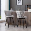A&A Furniture,Counter Height 25" Modern Leathaire Fabric bar chairs,180¬∞ Swivel Bar Stool Chair for Kitchen,Tufted Gold Nailhead Trim Bar Stools with