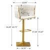 Bar Stools Set of 2,Gold Velvet Bar Stools,Counter Height Bar Stools with Low Back,Swivel Bar Stools for Kitchen Island, Bar Pub Beige