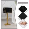 Bar Stools Set of 2,Gold Velvet Bar Stools,Counter Height Bar Stools with Low Back,Swivel Bar Stools for Kitchen Island, Bar Pub Black