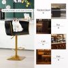 Bar Stools Set of 2,Gold Velvet Bar Stools,Counter Height Bar Stools with Low Back,Swivel Bar Stools for Kitchen Island, Bar Pub Black