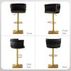 Bar Stools Set of 2,Gold Velvet Bar Stools,Counter Height Bar Stools with Low Back,Swivel Bar Stools for Kitchen Island, Bar Pub Black
