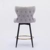 A&A Furniture,Counter Height 25" Modern Leathaire Fabric bar chairs,180¬∞ Swivel Bar Stool Chair for Kitchen,Tufted Gold Nailhead Trim Bar Stools with