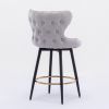 A&A Furniture,Counter Height 25" Modern Leathaire Fabric bar chairs,180¬∞ Swivel Bar Stool Chair for Kitchen,Tufted Gold Nailhead Trim Bar Stools with