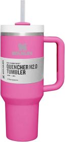 Stainless Steel Vacuum Insulated Tumbler With Lid And Straw For Water, 40 Oz Tumbler With Handle Stainless Steel 304 Car Cup Water Cup Vacuum Insulati (Color: Rose Red)