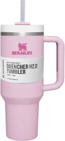 Stainless Steel Vacuum Insulated Tumbler With Lid And Straw For Water, 40 Oz Tumbler With Handle Stainless Steel 304 Car Cup Water Cup Vacuum Insulati (Color: Pink)