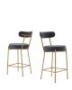 25" Modern Gold Bar Stools Set of 2 Counter Height Bar Stools for Kitchen Counter Upholstered Sherpa Counter Stools with Backs Kitchen Island Stool